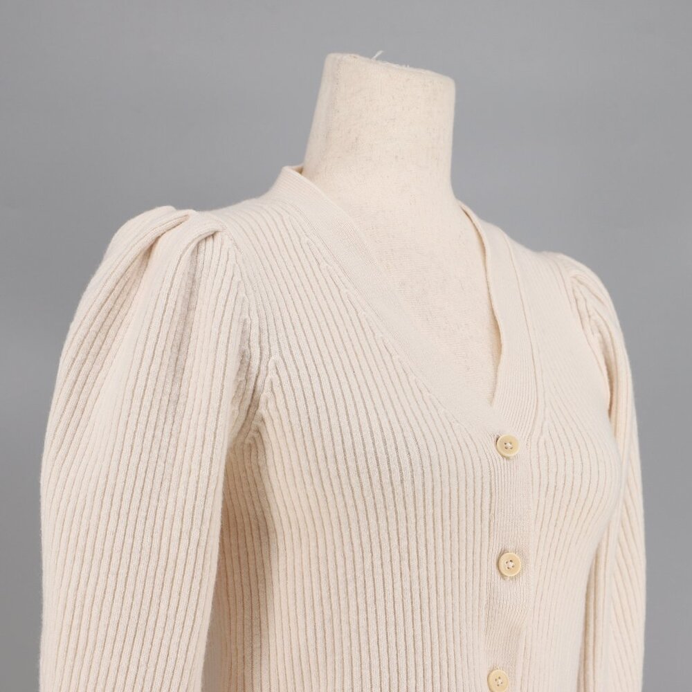 WILFRED ARITZIA Merino Wool Carina Cardigan Sweater Puff Sleeve Size S - Picture 4 of 9